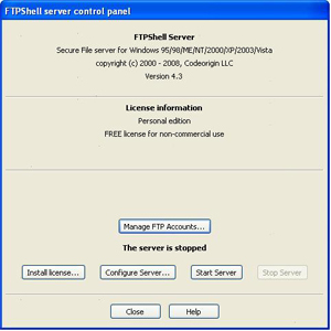 FTPshell Server 6.31 screenshot